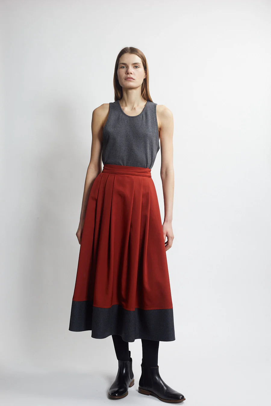 Pleated Skirt in Rust, from The Salting